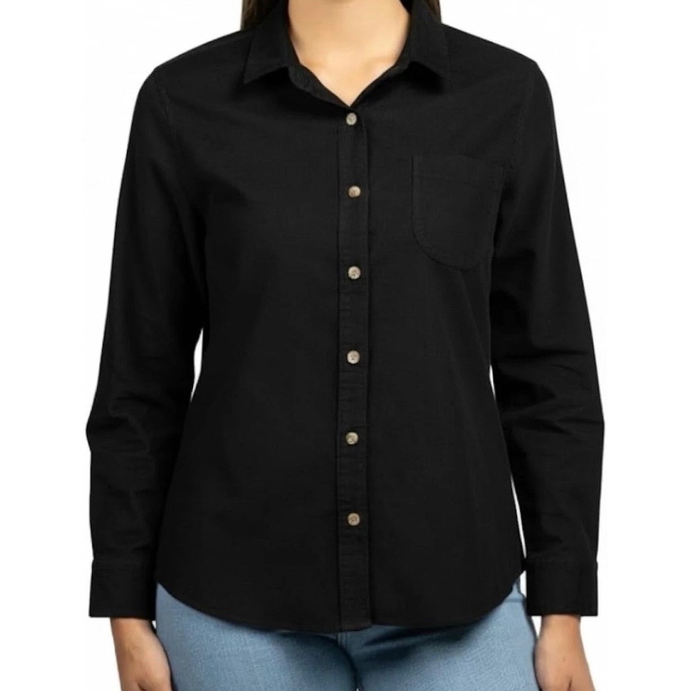 NWT Jachs Girlfriend Black Corduroy Button Down Shirt Womens Small Shacked Layer